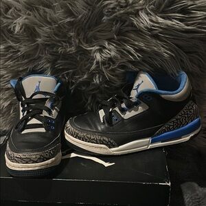 Jordan3 Black and Blue Sneakers